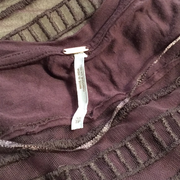 ☮️👚 FREE PEOPLE Low Hi side slits sheer mesh InSet neck Long Sleeve Top NWOT - Picture 8 of 9